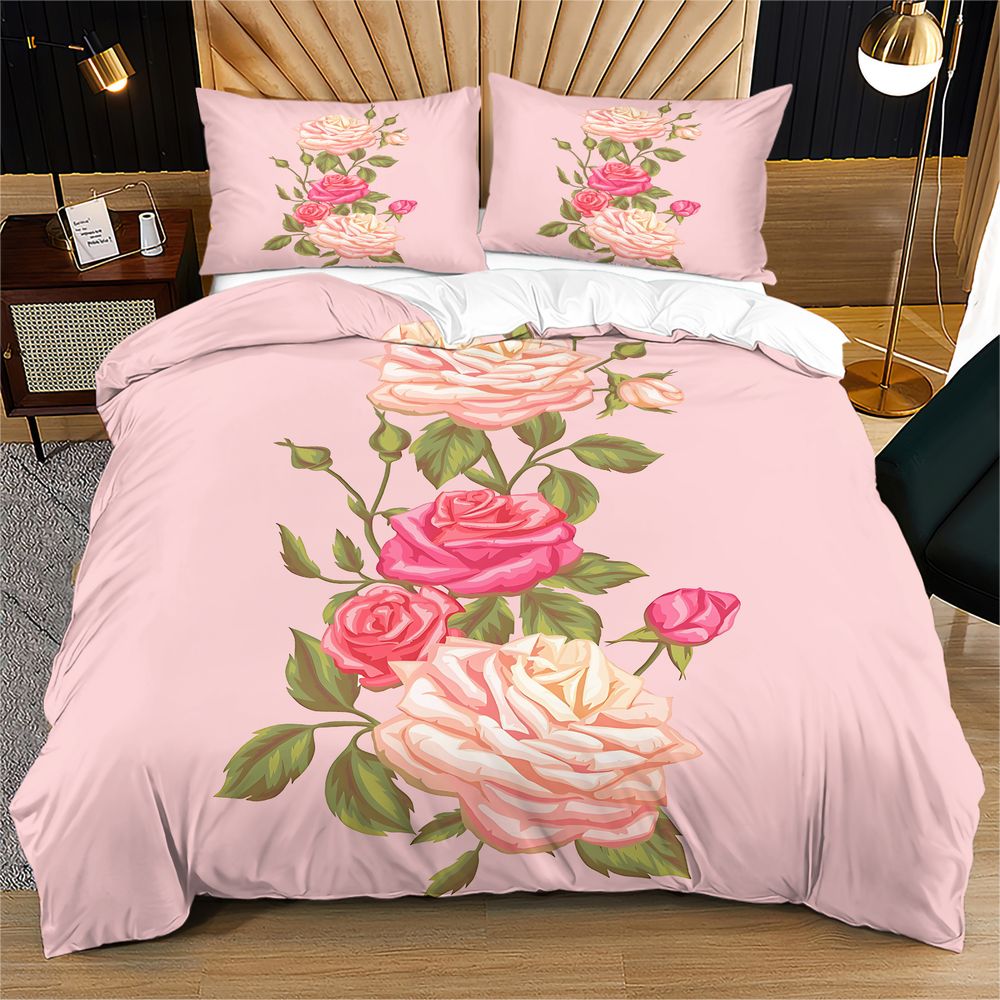 Miękki Różowy Zestaw Pościeli  – Aesthetic Floral Duvet Cover recenzja i cena
