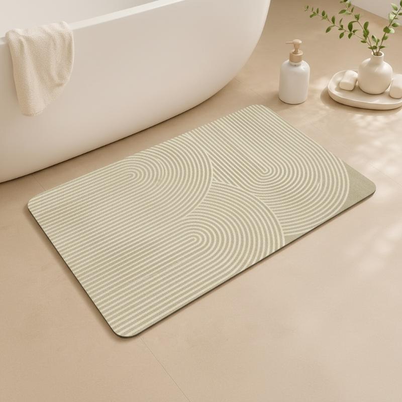 Beżowa, paskowana mata diatomi – Quick Dry Diatomite Bath Mat recenzja i cena